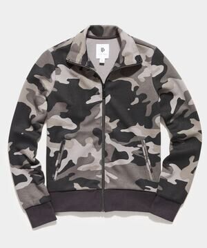 Flint Park Court Jacket Tennis Black Camo Active Organic Cotton Full Zip NWT M
